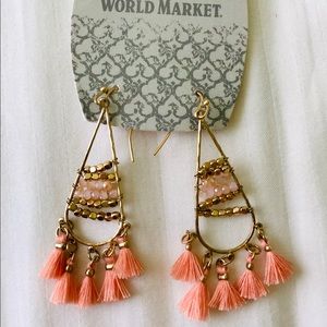 NWT coral tassel earrings